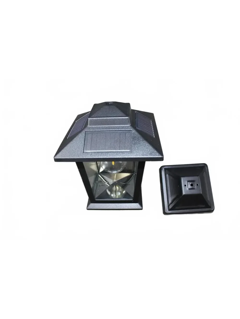 Set of 2 Black Outdoor Solar Lanterns with Mounting Hardware
